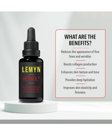 Retinol2 Facial Oil Serum 2% Anti-Aging Hydrating Formula with Vitamins A E & F | 15ml | Freshly Made for Youthful Skin - Buy Online on SooperMarket.com