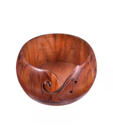 Yarn Bowls for Knitting Crocheting, Wood Yarn Bowl with Holes, Yarn Storage Bowl Holder for DIY, Yarn Organizer Bowl for Mothers Gift 5.9 X 3.1 Inch