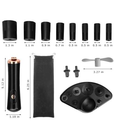 Electric Nail Lacquer and Glue Shaker for Eyelash Extensions - Handsfree Time Saving Tool with 2 Connectors, 9 Caliber Sizes, Even Liquid Mixing - Black - Buy Online on SooperMarket.com