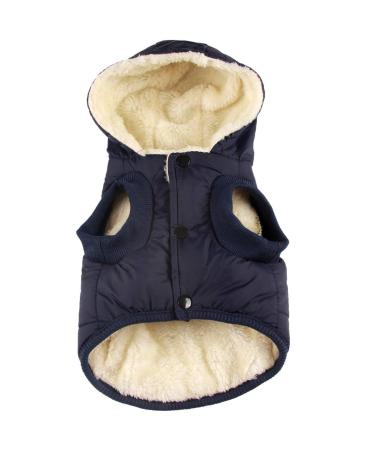 Vecomfy Fleece Lining Extra Warm Dog Hoodie in Winter,Small Dog Jacket Puppy Coats with Hooded,Blue S Small (Pack of 1) Blue