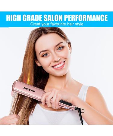 Bcway Professional Hair Straightener - Extra-Large Titanium Flat Iron - 30s Instant Heating - 5 Adjustable Temp - Anti-Static - Rose Gold - Buy Online on SooperMarket.com