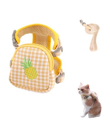 Escape-Proof Cat Harness Set for Walking Adjustable cat traction rope with backpack Kitten Harness&Lead Set Outdoor Walking Vest for Cute Cats and Small Dogs Yellow S