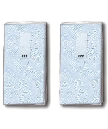 20 handkerchiefs (2x 10) Tasque cloths Moments Ornament Pastel Blue - Uni pastel blue shaped with ornaments/tears of joy/wedding blue 10 pieces (2 pack)