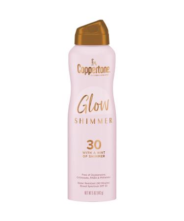 Coppertone Glow with Shimmer Sunscreen Spray SPF 30, Water Resistant Spray Sunscreen, Broad Spectrum SPF 30 Sunscreen Spray, 5 Oz Spray
