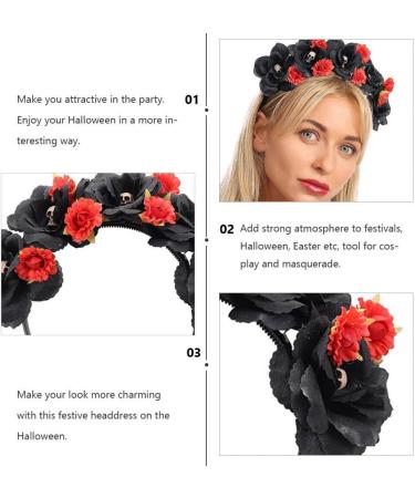 minkissy Day Of The Dead Headband Mexican Flower Skull Crown Hair Hoop Cosplay Party Headwear Halloween Headpiece Costume for Women Girls Ladies - Buy Online on SooperMarket.com