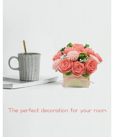 DIY Felt Flower Art Craft Kit - Pink Rose and Carnation Bouquet | Beginner Floral Gift Kit with Pre-Cut Felt Flowers - Buy Online on SooperMarket.com