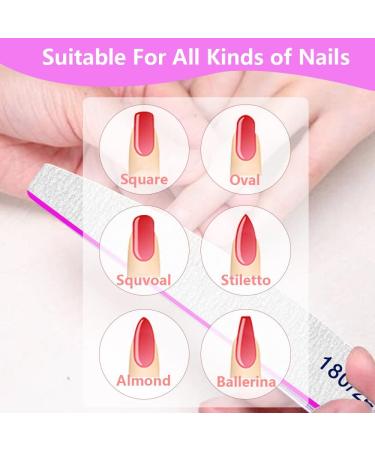 12pcs Professional 100/180 Grit Nail Files for Acrylic, Gel, Thick, and False Nails - Washable & Reusable Double-Sided Emery Board - Buy Online on SooperMarket.com