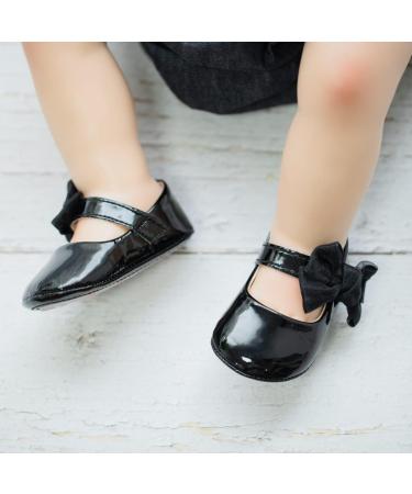 Sonsage Infant Baby Girls Bowknot Mary Jane Princess Flats | Anti-Slip Sole | Wedding Dress Shoes | 6-12 Months | Black - Buy Online on SooperMarket.com