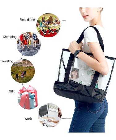 BORMELUN Clear Tote Bag for Women - Large Transparent Handbag in Black - Buy Online on SooperMarket.com