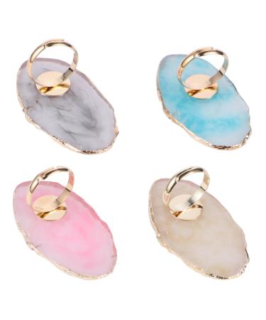 NOLITOY Nail Color Palette 8 Pcs Ring Palette Resin Foundation Agate Nail Polish Palette 4.7x2.7cmx2pcs Assorted Colorx2pcs