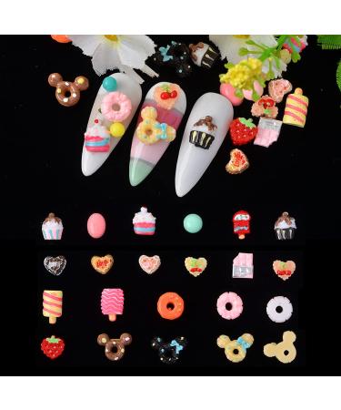 100Pcs Resin Candy Sweet Charms for DIY Nail Art Craft - Cute Slime Charms Beads for Ice Cream Design - Includes Tweezers - BAIYIYI - Buy Online on SooperMarket.com