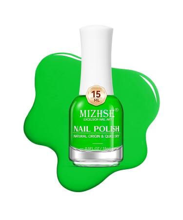 MIZHSE Quick Dry Neon Green Nail Polish - Water-Based 15ml High Gloss Manicure Lacquer for DIY Nail Art & Salon Use - Ideal Gift - Buy Online on SooperMarket.com