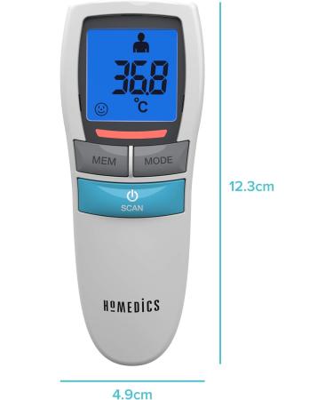 HoMedics No Touch Infrared Thermometer - Non-Contact Forehead Temperature Reader | Instant Measurement, LCD Display, Fever Alarm | Night Mode, Auto-Off | 2yr Guarantee - TE-200 - Buy Online on SooperMarket.com
