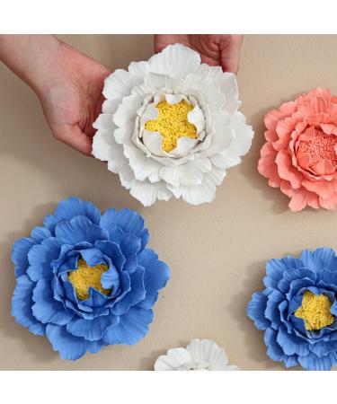 ORFOFE Wall Flower Sculpture 1Pc peony flower wall decoration home decoration Ceramic wall art Ceramic Flower Flower Wall White 7x7cm - Buy Online on SooperMarket.com