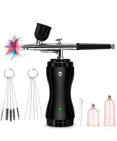Airbrush Kit with Compressor 30PSI Portable Airbrush Gun Rechargeable Handheld Cordless Air Brush for Nails Art  Painting  Cake Decor  Cookie  Mode  Makeup  Barber(Black)