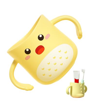 Toothbrush Mugs for Kids | Dinosaur Children's Bathroom Mug | Cute Cartoon Shape Tooth Brushing Supplies for Bathroom Travel and Outdoors Rowces Yellow