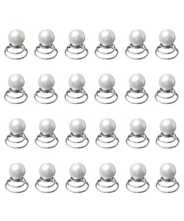 Baij hair spiral 24 pack hair spiders pearl spiral hair needles crystal hair coil hair curlies spiral wedding hair clip for bridal women girl party favors 24 pcs/ pearl
