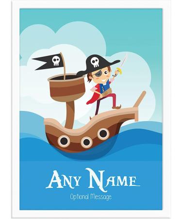 Personalized Pirate Ship Print for Boys Bedroom - Ideal for Birthday, Christening, or Naming Day Decor - Wall Art Keepsake for Sons, Godsons, and Brothers - Buy Online on SooperMarket.com