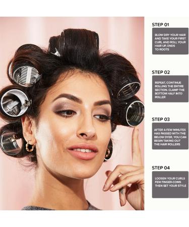 Mabufun Jumbo Hair Rollers Set Hair Rollers Self Grip Curlers For Long Hair No Heat Curlers Heatless Hair Rollers With Clips & Comb 24 Packs (Black 24Pcs) - Buy Online on SooperMarket.com