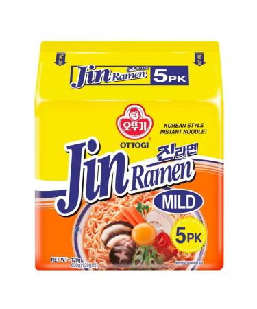 OTTOGI Jin Ramen MILD SPICY Korean Instant Ramyun Noodles 120g (Pack of 5) Mild (Pack of 5)