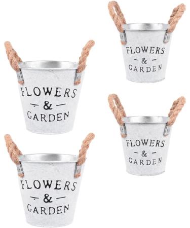 Homoyoyo 8 Pcs Tin Bucket Metal Flower Bucket The Office Desk Decor Galvanized Metal Vase French Country Pitcher Desk Waste Basket Metal Tin Plating Iron Flower Arrangement 13X12cmx2pcs Assorted Colorx2pcs - Buy Online on SooperMarket.com