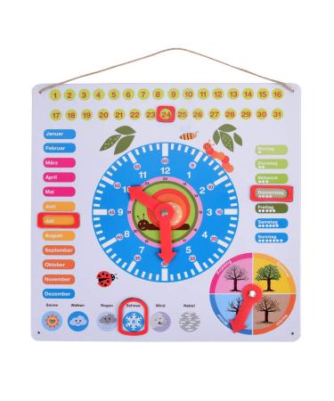 ewtshop learning clock made of metal colorful learning board with date time and seasons in a simple and playful way to learn