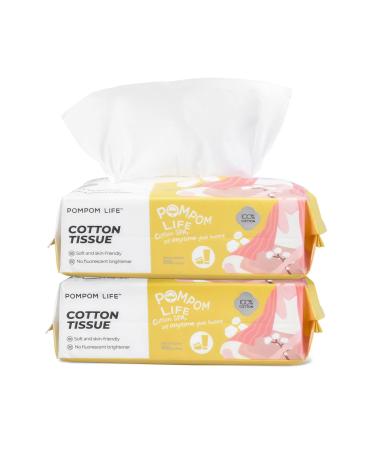 POMPOM LIFE Facial Cleansing Wipes Disposable Cotton Wet and Dry Wipes Biodegradable Face Wipes Large Soft 200 Pieces Cleaning Cloth Suitable for Sensitive Skin