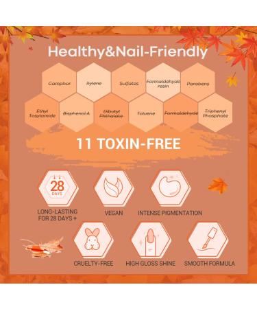 Modelones 20 Colors Gel Nail Polish Kit - Fall Winter Collection | Gold, Orange, Yellow, Brown Shades | Bond Primer, Glossy & Matte Top Coat | DIY Nail Art | Halloween Gift Set - 24 PCs - Buy Online on SooperMarket.com