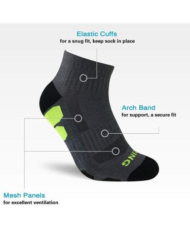BERING Men's Athletic Ankle Socks (6 Pack) Graphite Grey 9-12 - Ideal for Workout, Running, Tennis - Buy Online on SooperMarket.com