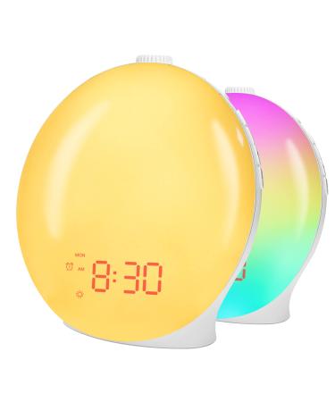 Bellaicht Lichtwecker Wake Up Light full screen lighting sunrise simulation dual alarm clock sleep aid snooze/FM radio/multi-colored and tones for children adults