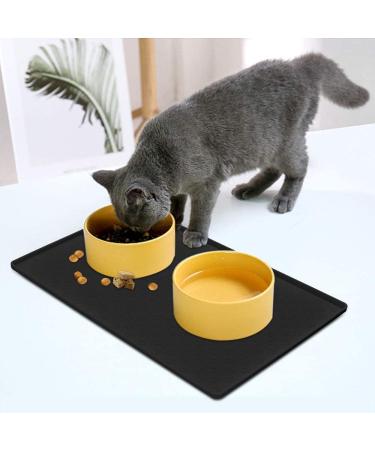 TORASO 2 Pack Silicone Waterproof Pet Feeding Mats (18x12) - Non Slip, Easy Clean, Prevents Food and Water Overflow - Dog & Cat Placemat - Black (2 pcs) - Buy Online on SooperMarket.com