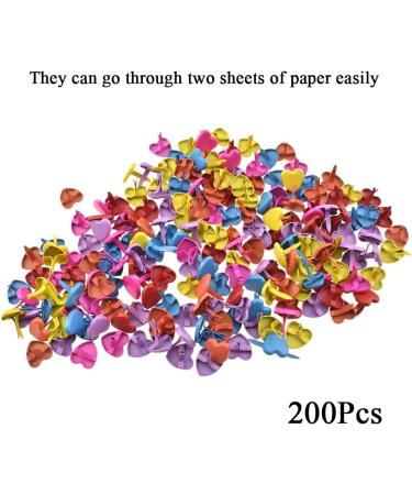 Hahiyo Heart Shaped Brads 200PCS Mixed Color 8.8x9.2mm - Metal Fasteners with Strong Penetration for Scrapbook Tag - Easy Bend, No Jagged Groove or Burr, Rust Resistant - Buy Online on SooperMarket.com