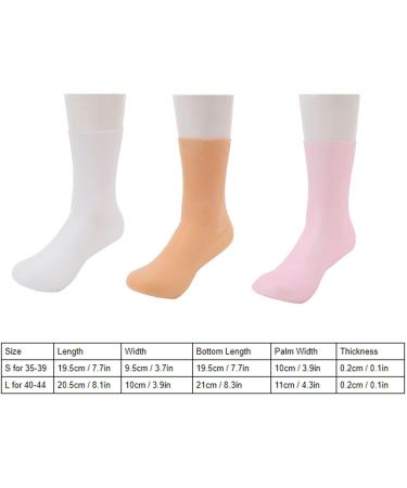 3 Pairs Silicone Moisturizing Socks Flexible Elastic Hydrating Spa Socks Pedicure Socks for Dry Cracked Feet Pink Skin Tone White (-1411240283012) - Buy Online on SooperMarket.com
