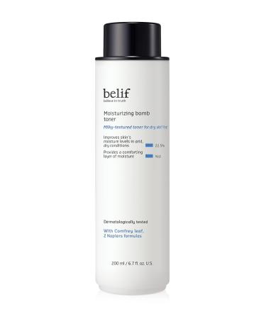 belif Moisturizing Bomb Toner with Ceramide Ultra Moisturizing Formula Heal & Soothe Dry Skin Restores Skin Barrier Hydrating Facial Milky 2-in-1 Toner & Moisturizer Korean Skin Care