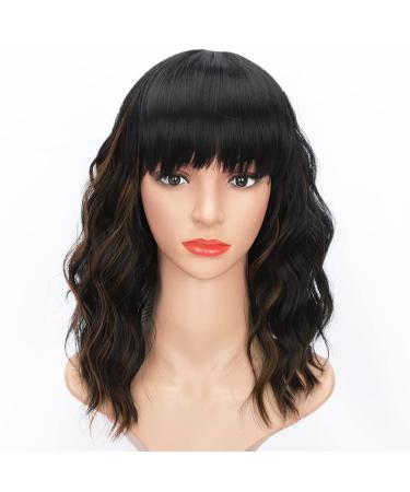 Colorfulpanda Short Black & Brown Wigs for Women - 14 Inch Synthetic Hair Ponytail for Party & Cosplay - Buy Online on SooperMarket.com