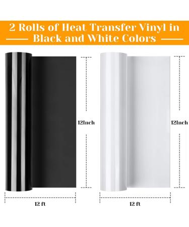 12x24ft Black&White Heat Transfer Vinyl Rolls - Flasoo 2 Rolls HTV Iron on Vinyl for Shirts - Cricut & Cameo Compatible - 12x12ft Per Roll - Buy Online on SooperMarket.com