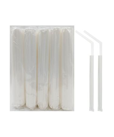 FOREVERIE 500 Counts Plastic Clear Disposable Straws Individually Wrapped Soft Thin Bendy Stretchable Regular 0.24 Inch Diameter 8.27 Inch Length