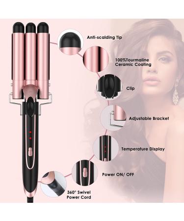 5-in-1 Curling Iron Set with Crimper & Waver | 4 Interchangeable Barrels | Instant Heating | Anti-Scald | Pink - Buy Online on SooperMarket.com