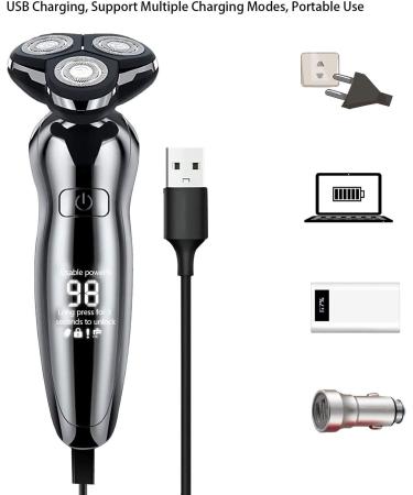 Men's Electric Shaver - 3 in 1 Rotary Razor & Trimmer | Cordless Waterproof & USB Rechargeable - Buy Online on SooperMarket.com