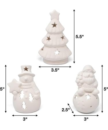 Christmas Ceramic Figurine Paint Kit - Set of 6 Unpainted Ceramics for Kids Art Project | Holiday Party Decoration & Keepsake | Includes Paint & Brushes - Buy Online on SooperMarket.com