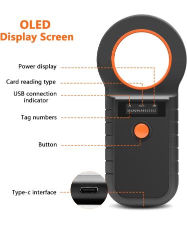 RFID Microchip Reader for Dogs & Cats - Chiplesger 134.2kHz 128 Memory ISO11784/85 Animal Identification - Buy Online on SooperMarket.com