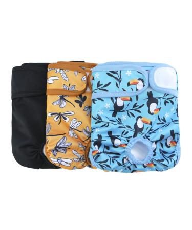 Hisprout Skirt Diaper for Female Dogs Reusable Washable Durable Puppy Diapers(S Dragonfly&Toucan) S Dragonfly&Toucan