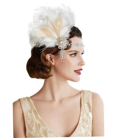 1920s Headband Vintage Flapper Headband Roaring Headpiece 20s Great Headpiece with Peacock Flapper Hair 1920s Accessories for Women