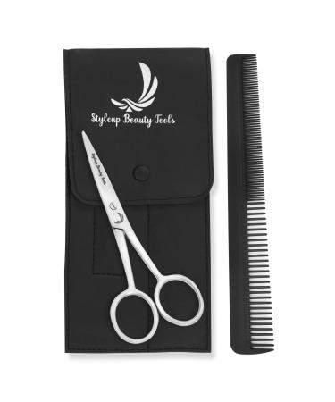 Stainless steel beard scissors with comb is for men - Small scissors is for nose ear and eyebrow hair