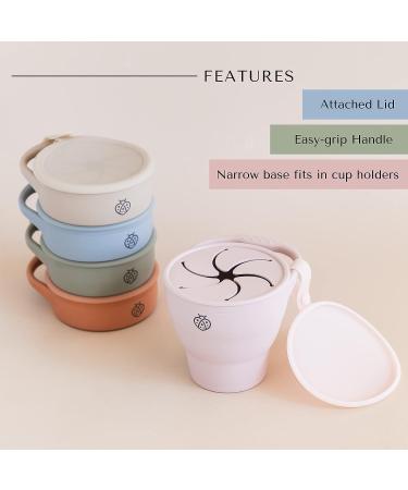 Boppabug Toddler Snack Cup with Attached Lid - Collapsible Silicone Container | Spill Proof Snack Catcher - Dusty Lilac - Buy Online on SooperMarket.com