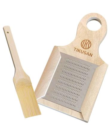 TIKUSAN Japanese Wooden Wasabi Grater (Wasabi Oroshi) for Wasabi Ginger and Garlic with Bamboo Brush Made in Japan