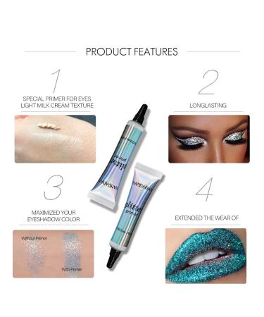 MAEPEOR Glitter Eyeshadow Primer Gel - Waterproof & Smudgeproof, Long-lasting & Professional Base for Eyes, Body, Face & Lips - 2 PCS 10ml - Buy Online on SooperMarket.com