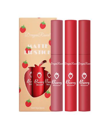 Strawberry LipGloss Set - Non -Stick Cup is not easy to fade waterproof matt lip glaze lipstick set lipstick liquid 1 ml (1 Pack) # 02