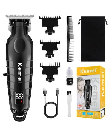 KEMEI Trimmer Professional Cordless Hair Clipper for Men Electric Beard Trimmers Barber Hair Cuttings Kit Zero Gapped T Blade Trimmers for Men with LCD Display KM-2293