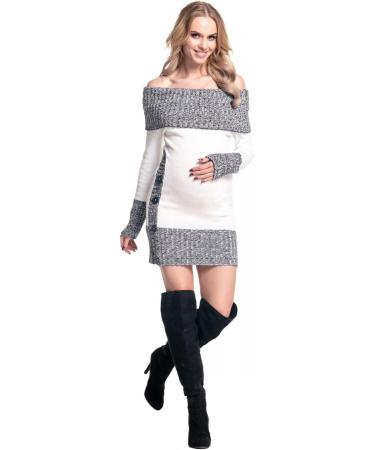 HAPPY MAMA Maternity Bardot Knitted Jumper Dress Pullover Sweater - White 16-18 - Buy Online on SooperMarket.com